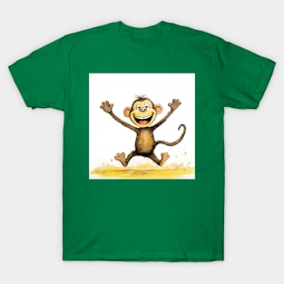 Cute Monkey Illustration T-Shirt